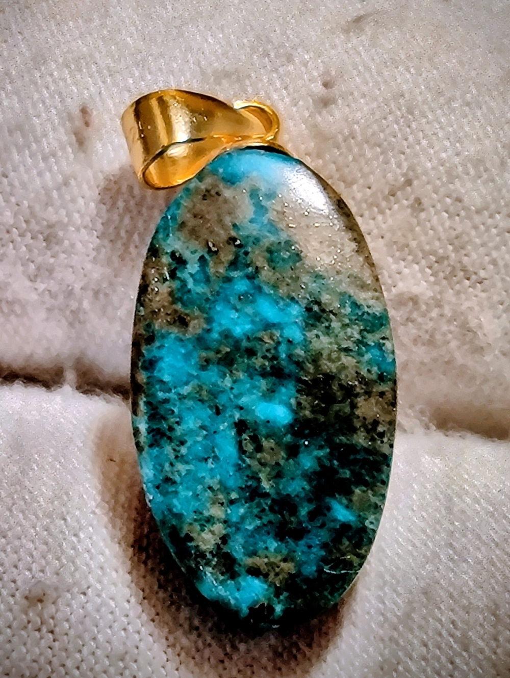 11.55ctw Natural Blue Turquoise Pendant W/ Solid 925 Gold Vermeil Bail - New